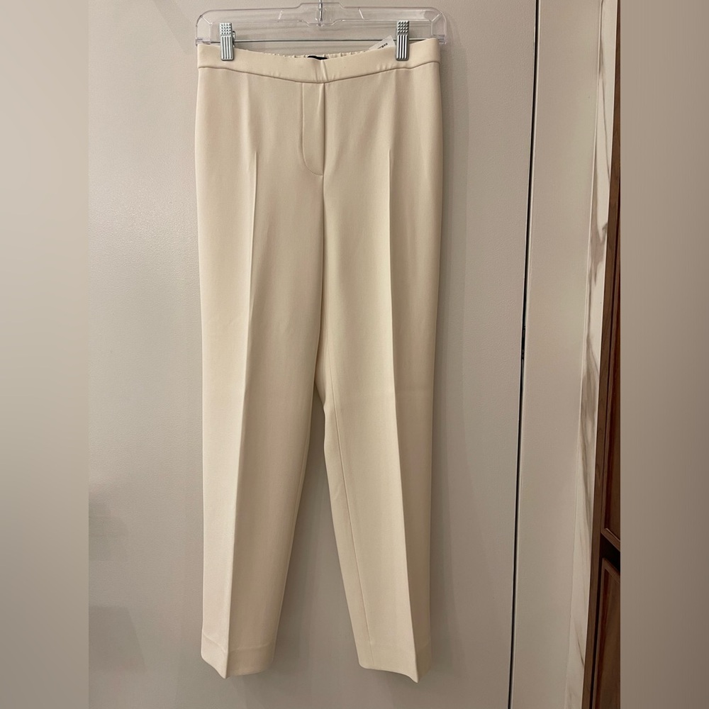 Theory Treeca Pull on Pants in Admiral Crepe Size 0 Color Cream